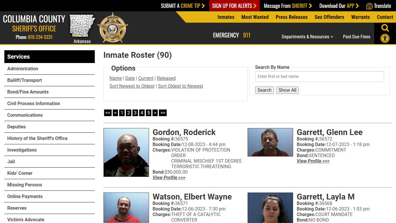 Inmate Roster (92) - Columbia County Sheriff AR